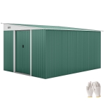 Outsunny Magazie de Gradina cu Ușa Glisantă si Orificii de Aerisire, din Oțel Galvanizat, 345x280,5x169-201cm, Verde