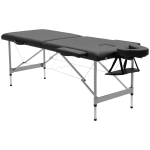 HOMCOM Camilla de Masaje Plegable con Altura Ajustable en 7 Posiciones Reposacabezas y Apoyabrazos 185x70x58-82 cm Negro