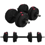 SPORTNOW Haltères 2 en 1 réglables, haltères libres avec poignées antidérapantes, 15KG - Barres incluses