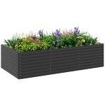 Outsunny Jardinieră ridicată galvanizată rectagulară pentru exterior, fund deschis, 240 x 120 x 60cm, Gri