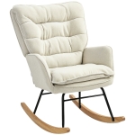 HOMCOM Fotoliu de leagăn, șezut larg, spătar înalt, cadru din lemn, pentru greutăți de până la 120 kg, Bej