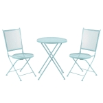 Outsunny Garten Sitzgruppe für 2 Personen Bistro-Set Garnitur 1 Tisch+2 faltbare Stühle für Terrasse Balkon Metall Blau