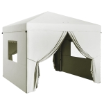 Outsunny Carpa Plegable Pop-Up 3x3 m con 4 Cortinas Laterales 2 Ventanas de Malla Altura Ajustable Impermeable y Anti-UV Blanco