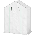 Outsunny Serre de jardin avec 1 porte 1 fenêtre étagères 3 niveaux pour Légumes Plantes Fleurs Bâche PE 143 x 74 x 190 cm blanc