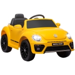 AIYAPLAY Coche Eléctrico para Niños de +3 Años Volkswagen Beetle con Batería 12V Mando a Distancia Faros Bocina y Música Amarillo