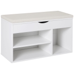 HOMCOM Wooden Shoes Cabinet Bench Hidden Storage Padded Seat Organiser Footwear Rack Hallway White 80 x 30 x 47 cm