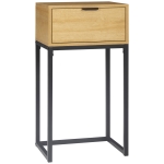 HOMCOM Mesa Auxiliar con Cajón Mesita Auxiliar Moderna con Patas de Acero para Pasillo Salón 40x30x76cm Natural