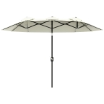 Outsunny Chapéu de Sol Duplo Chapéu de Sol de Jardim com Inclinação de 45° Manivela Estrutura de Aço 285x147x227cm Bege