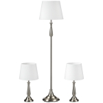 HOMCOM 3-teiliges Lampenset im Vintage-Design, 2 Tischleuchten, 1 Stehleuchte, 35,5 cm x 35,5 cm x 146 cm, Silber + Weiß