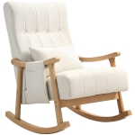 HOMCOM Fotoliu cu leagăn cu pernă lombară, șezut larg, cadru din lemn, până la 120 kg, Bej