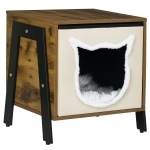 PawHut Katzenhöhle im Industriedesign inkl. Kissen, Katzenhaus, waschbares Kissen, Braun + Weiß