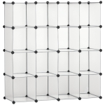 HOMCOM Modulares Regalsystem mit 16 separaten Boxen, Steckregal, DIY, Schwarz + Weiß