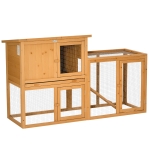 PawHut Kleintierstall mit Freigehege, herausnehmbare Bodenwanne, wetterbeständig, 141 cm x 60 cm x 86 cm, Braun