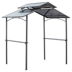 Outsunny Grillpavillon mit Flammschutzdach BBQ-Pavillon mit 2 Ablagen 2,5 x 1,5m Stahl PC Schwarz+Braun