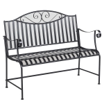 Outsunny Gartenbank Sitzbank Parkbank 2-Sitzer Metallbank Stahlrahmen mit Armlehne für Garten Balkon und Terrasse bis 220 kg belastbar Grau 115,5 x 54 x 96 cm