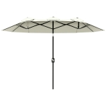 Outsunny Umbrelă de Grădină Dublă Înclinabilă la 45° cu Manivelă si 3 Orificii de Ventilație, 295x152x222 cm, Bej