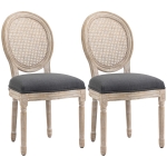 HOMCOM Set de 2 Scaune de Masa, Scaun de Salon medaillon de Stil Louis XVI, Lemn Masiv sculptat, patinat