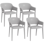 Outsunny Set 4 Sedie da Giardino in Plastica Impilabili con Braccioli e Schienale Alto in PP, Grigio