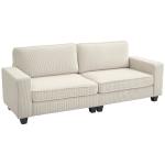 HOMCOM Canapea cu 3 Locuri cu Husă de Cord, Canapea de Sufragerie cu Arc de Înaltă Calitate, până la 400 kg, 227 x 84 x 87 cm, Crem