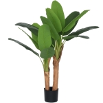 HOMCOM Plantă Artificială de Bananier cu Ghiveci, 2 Trunchiuri și 15 Frunze, Ø17x120 cm, Verde