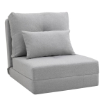 HOMCOM Chauffeuse canapé-lit convertible fauteuil 1 place avec 1 coussin avec dossier réglable, gris clair
