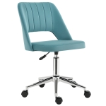 Vinsetto Scaun de birou design contemporan pivotant 360° ergonomic spate striat aerisit înălțime reglabilă acoperire catifea 49 x 60 x 91 cm albastru