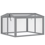 Outsunny Frühbeet Treibhaus Gewächshaus Frühbeetkasten Pflanzenbeet mit Abdeckung aus Holz und Polycarbonat wetterfest Hellgrau 90 x 80 x 58 cm