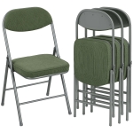 HOMCOM Lot de 4 chaises pliantes chaises de salle à manger portables avec assises et dossiers rembourrés en velours côtelé vert