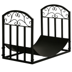 Outsunny Range bûches Porte-bûches range rack à bûches support étagère à bois de cheminée charge max. 60 kg dim. 60,5L x 36l x 46,5H cm métal époxy noir