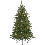 HOMCOM Árbol de Navidad Artificial 150 cm con 220 Luces LED 588 Ramas y Patas de Metal Árbol Navideño para Interior Verde