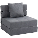 HOMCOM Chauffeuse canapé-lit convertible fauteuil 1 place avec 1 coussin déhoussable, tissu gris