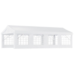 Outsunny Gazebo da Giardino 8x4m in Acciaio con Pareti Rimovibili e Finestre Trasparenti, Bianco