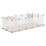 PawHut Cerca para Animais DIY com 20 Painéis e Esteira Parque para Pequenos Animais para Porquinhos-da-Índia e Ouriços 175x70x45 cm Branco