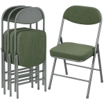 HOMCOM Set di 4 Sedie Pieghevoli con Sedute e Schienali imbottiti in velluto a coste, 45x48.5x82 cm, Verde