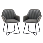 HOMCOM Set 2 Sedie Moderne per Sala da Pranzo, Cucina o Soggiorno, Sedie Imbottite in Similpelle Grigia 60x56.5x85cm