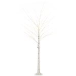 HOMCOM Árvore de Bétula com 96 Luzes LED IP44 Branco Quente Ramos Flexíveis e Base de Candeeiro 22x22x180 cm Branco