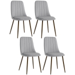 HOMCOM Set de 4 Scaune de Masa, Scaun de Bucatarie Modern cu Tapiterie din Catifea, Spatar Curbat si Picior din Otel pentru Camera de Zi, Dormitor, Gri