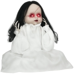 HOMCOM Halloween-Dekoration Horrorpuppe, LED-Augen, heult, springt hoch, Geräusch- & Bewegungssensor, 60 cm