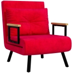 HOMCOM Canapea Extensibilă cu Spătar Reglabil pe 5 Nivele, Canapea Pat Individuală Pliabilă cu Perne, 63x73x81 cm, Roșu