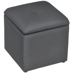 HOMCOM Pouf Contenitore Imbottito in Tessuto Teddy Morbido per Salotto e Camera, 39x39x39cm, Grigio