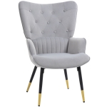 HOMCOM Butaca de Salón Sillón Individual Tapizado en Terciopelo con Respaldo Alto Estilo Moderno 68x72x103 cm Gris Claro