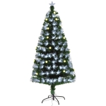 HOMCOM Sapin de Noël Artificiel Lumineux 120H cm Fibre Optique LED + 20 Ampoules + Support Pied 130 Branches étoile Sommet Brillante Vert