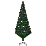 HOMCOM Albero di Natale 180cm con 27 Luci LED, Fibre Ottiche e 230 Rami, Albero di Natale Artificiale