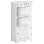 HOMCOM Mobiletto da terra  e un Armadietto 2 Ripiani Anta in MDF Bianco Bagno MDF 40L x 23P x 80A cm Bianco