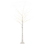 HOMCOM Árbol de Abedul Altura 180 cm con 96 Luces LED IP44 Blanco Cálido Decoración para Interiores 22x22x180 cm Blanco