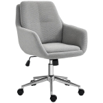 HOMCOM Scaun de Birou, Scaun din Material Textil cu Înălțime Reglabilă, Cotieră, Scaun Pivotant pentru Acasă, 55x66x86-96 cm, Gri