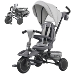 AIYAPLAY Kinderdreirad, 6-in-1 Buggy voor Kleuters, met Duwstang, Verstelbare Zitting, Vouwbaar Ontwerp, Veiligheidsnet, Grijs