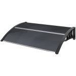 Outsunny Auvent de porte d'entrée, toit marquise de porte exterieur en polycarbonate et aluminium résistante 100 x 75 cm noir