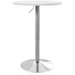 HOMCOM Table de bar ronde table haute cuisine réglable en hauteur 69-91 cm plateau pivotante à 360° blanc et argenté