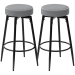 HOMCOM Set of Two Faux Leather Bar Stools - Grey/Black